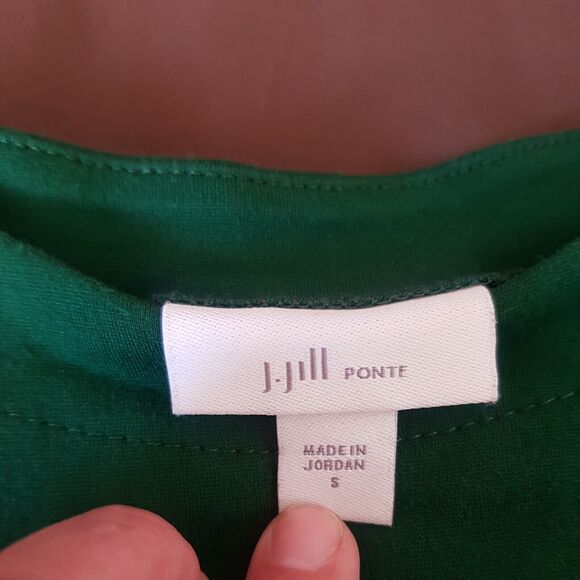 J. Jill Ponte Womens Dress Size Small Green Knit Ruffle Office Work Wear Career - Picture 7 of 12